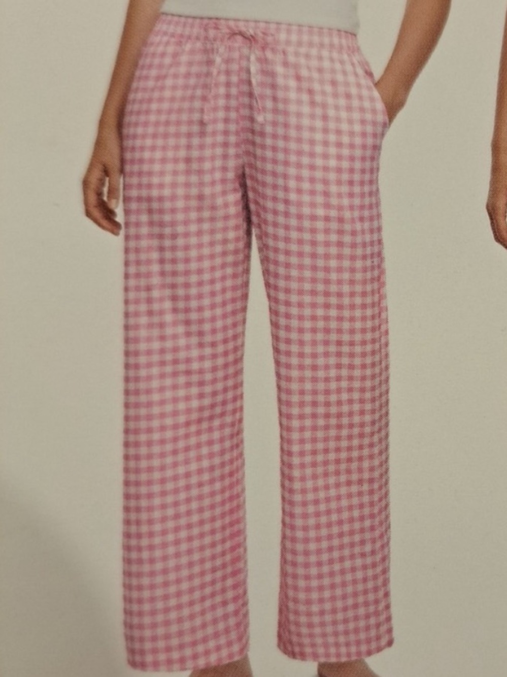 GAP Pink Gingham Drawstring Lounge Pants